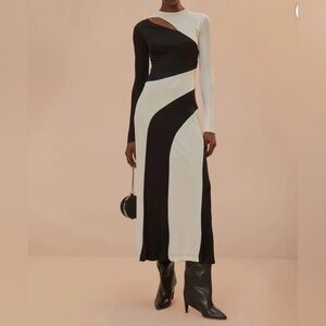 FARM Rio Cut-Out Long Sleeve Midi Dress Size L